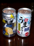 合同酒精「MiraiFull 無糖チューハイレモン」＆サンガリア「うまサワー ドライ」