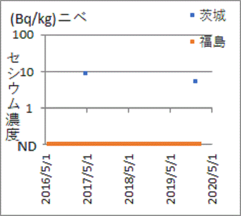 隣県ではみつかっても福島県産からは見つからないニベのセシウム