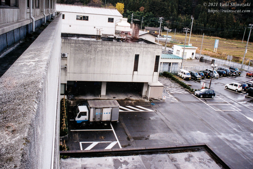 現役当時の姫川病院の3階から駐車場を撮影した写真