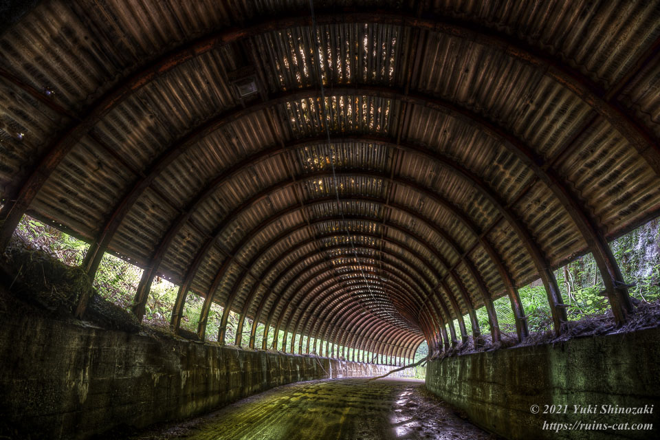 旧蔵原トンネルを国道側まで抜けた所。スノーシェッドで覆われている。